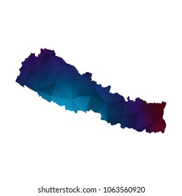 Nepal map - Colorful Polygonal map of Nepal rumpled triangular low poly style gradient graphic background , Vector illustration eps 10.