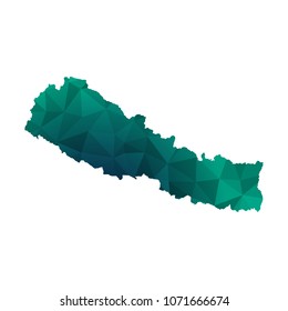 Nepal map - Colorful Polygonal map of Nepal rumpled triangular low poly style gradient graphic background , Vector illustration eps 10.
