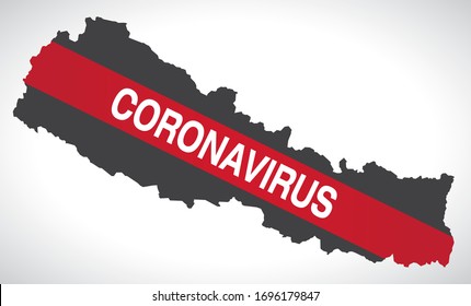 Nepal map with Coronavirus warning illustration