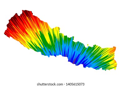 Nepal - map is designed rainbow abstract colorful pattern, Federal Democratic Republic of Nepal map made of color explosion,