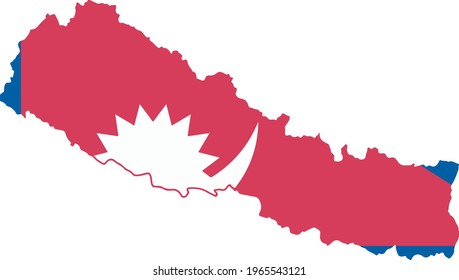 NEPAL MAP AND FLAG ICON VECTOR