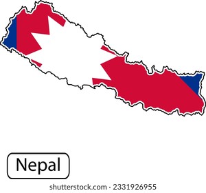 Nepal map with flag inside. Vector illustration isolated on white background.