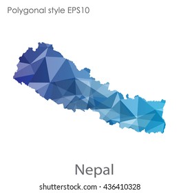 Nepal map in geometric polygonal style. Abstract triangle, modern design background.Vector illustration EPS10