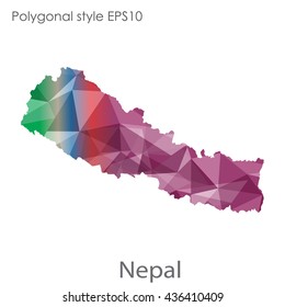 Nepal map in geometric polygonal style. Abstract triangle, modern design background.Vector illustration EPS10