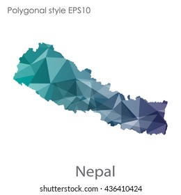 Nepal map in geometric polygonal style. Abstract triangle, modern design background.Vector illustration EPS10