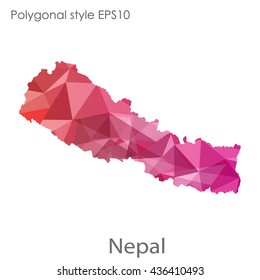 Nepal map in geometric polygonal style. Abstract triangle, modern design background.Vector illustration EPS10