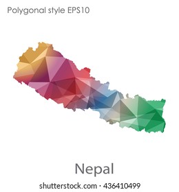 Nepal map in geometric polygonal style. Abstract triangle, modern design background.Vector illustration EPS10