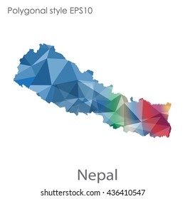 Nepal map in geometric polygonal style. Abstract triangle, modern design background.Vector illustration EPS10