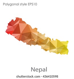 Nepal map in geometric polygonal style. Abstract triangle, modern design background.Vector illustration EPS10