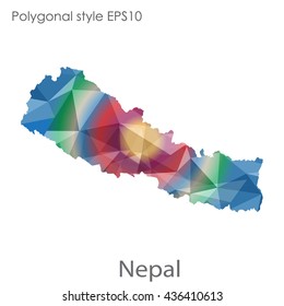 Nepal map in geometric polygonal style. Abstract triangle, modern design background.Vector illustration EPS10