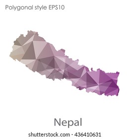 Nepal map in geometric polygonal style. Abstract triangle, modern design background.Vector illustration EPS10