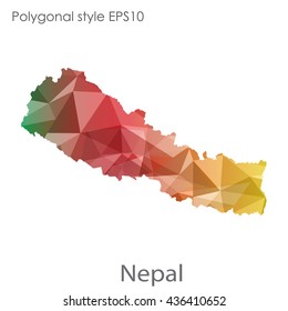 Nepal map in geometric polygonal style. Abstract triangle, modern design background.Vector illustration EPS10