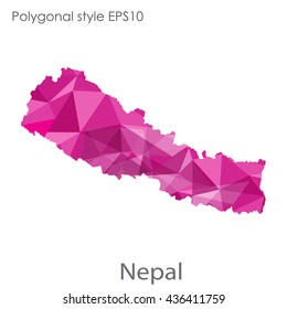 Nepal map in geometric polygonal style. Abstract triangle, modern design background.Vector illustration EPS10