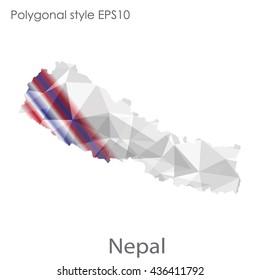 Nepal map in geometric polygonal style. Abstract triangle, modern design background.Vector illustration EPS10