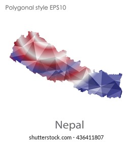 Nepal map in geometric polygonal style. Abstract triangle, modern design background.Vector illustration EPS10