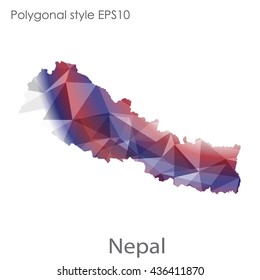 Nepal map in geometric polygonal style. Abstract triangle, modern design background.Vector illustration EPS10