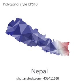 Nepal map in geometric polygonal style. Abstract triangle, modern design background.Vector illustration EPS10