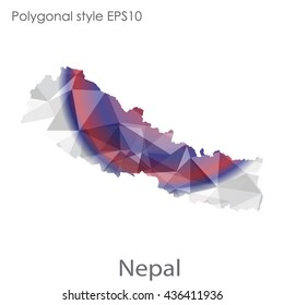 Nepal map in geometric polygonal style. Abstract triangle, modern design background.Vector illustration EPS10
