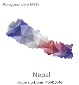 Nepal map in geometric polygonal style. Abstract triangle, modern design background.Vector illustration EPS10