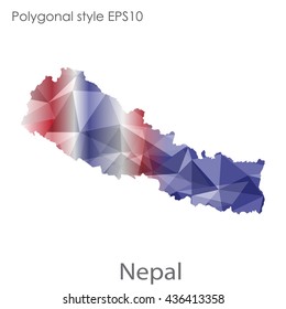 Nepal map in geometric polygonal style. Abstract triangle, modern design background.Vector illustration EPS10