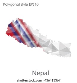Nepal map in geometric polygonal style. Abstract triangle, modern design background.Vector illustration EPS10