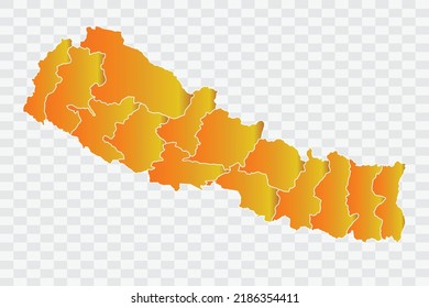 Nepal Map Gold Dust Color on White Backgound png