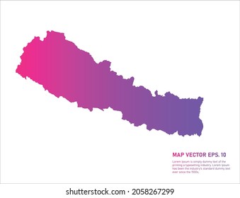 Color del gradiente del mapa de Nepal. sobre fondo blanco. 