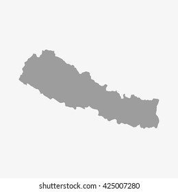 Nepal  map in gray on a white background
