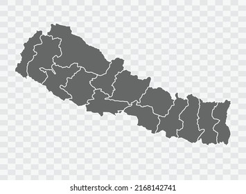 Nepal Map grey Color on Background png
