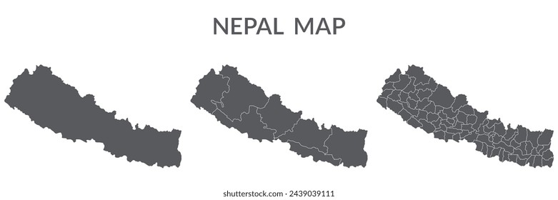 Nepal map. Map of Nepal in grey set