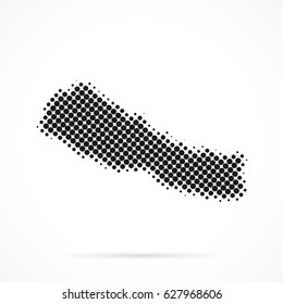 Nepal map in halftone. Dotted illustration isolated on a white background. Vector illustration.