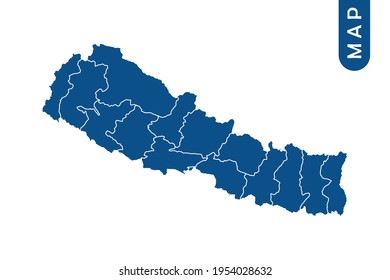 Mapa detallado de Nepal sobre el fondo blanco. Resumen de la ilustración vectorial de diseño eps 10