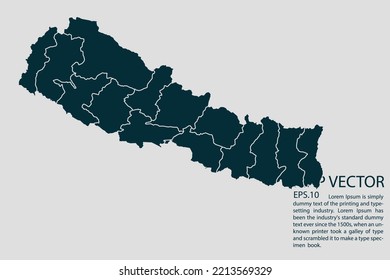 Nepal Karte hoch detailliert auf weißem Hintergrund. Abstraktes Design, Vektorgrafik eps10