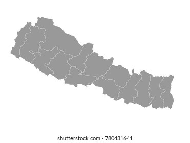 nepal map. High detailed map of nepal on white background. Vector illustration eps 10.