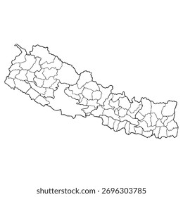 Nepal mapa ilustración dibujado a mano Vector de contorno