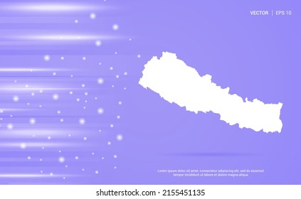 Mapa de Nepal aislado en un fondo morado. Ilustración vectorial.