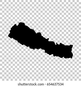 Nepal map isolated on transparent background. Black map for your design. Vector illustration, easy to edit.