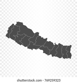 Nepal Map Isolated On Transparent Background Stock Vector (Royalty Free ...