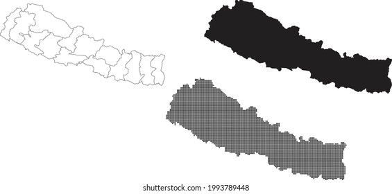Nepal map isolated on a white background.