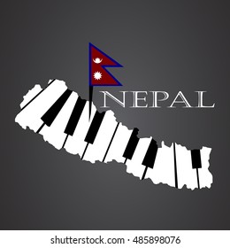 nepal map logo made from piano
