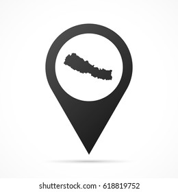 Nepal Map on location pin. Map pointer isolated on a white background.
Conceptual vector illustration.