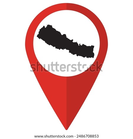 Nepal map. Map of Nepal on map pin icon red color isolated