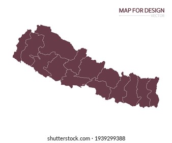 Nepal map on white background vector illustration.