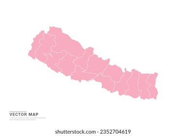 Nepal Map - Pink abstract style isolated on white background for infographic, design vector.