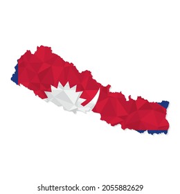Mapa de Nepal de estilo poligonal sobre fondo blanco. Ilustración vectorial eps 10.
