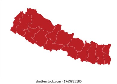 Nepal Map Red Color on White Backgound