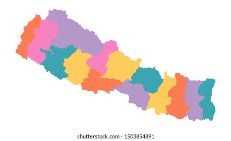 nepal map with regions vector flat illustration on white background