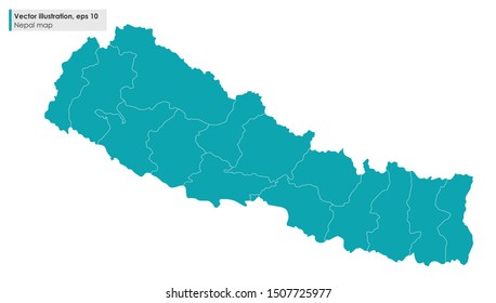 nepal map with regions vector illustration on white background