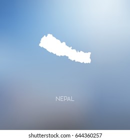 Nepal map silhouette. Abstract Blurred Background