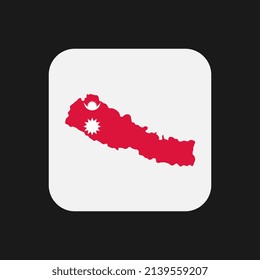 Nepal map silhouette with flag on white background